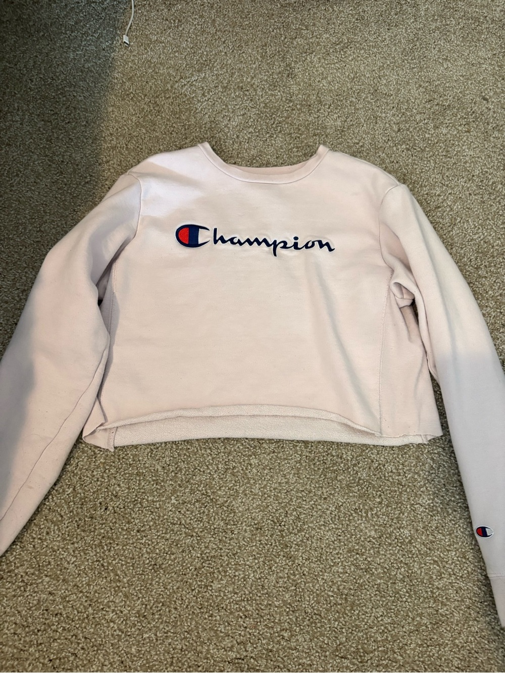 Champion Light Pink Cropped Crewneck Sweatshirt